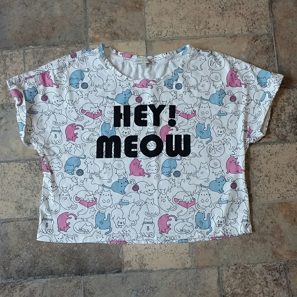 Hey Meow kitty cat crop top size medium